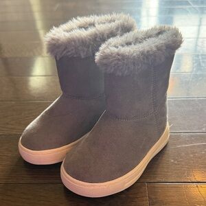 Gray Fur-Lined Winter Boots